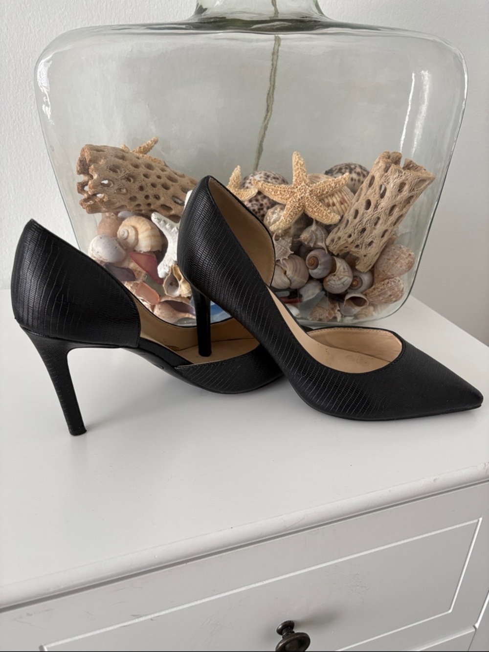 Nine West Black Textured Pointed-Toe Stiletto Pumps
